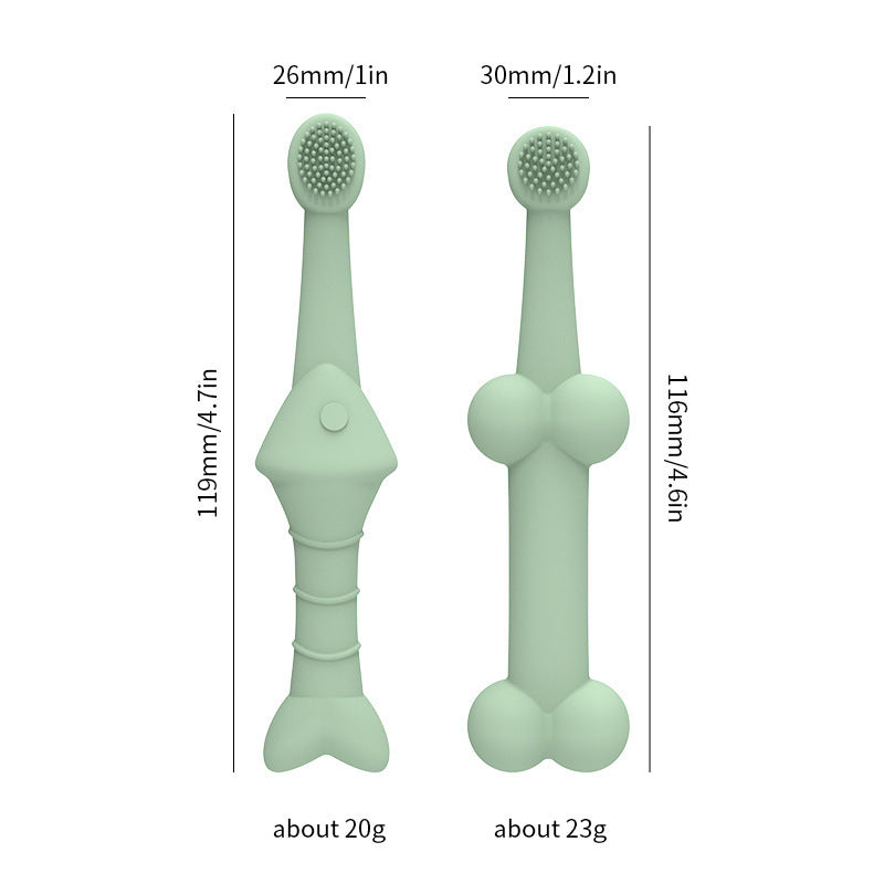 6 x Silicone Pet Toothbrush 3 Fish shape and 3 Bone shape Green Gentle Food-Grade Silicone Pet Toothbrush - Promotes Healthy Teeth & Gums for Dogs & Cats
