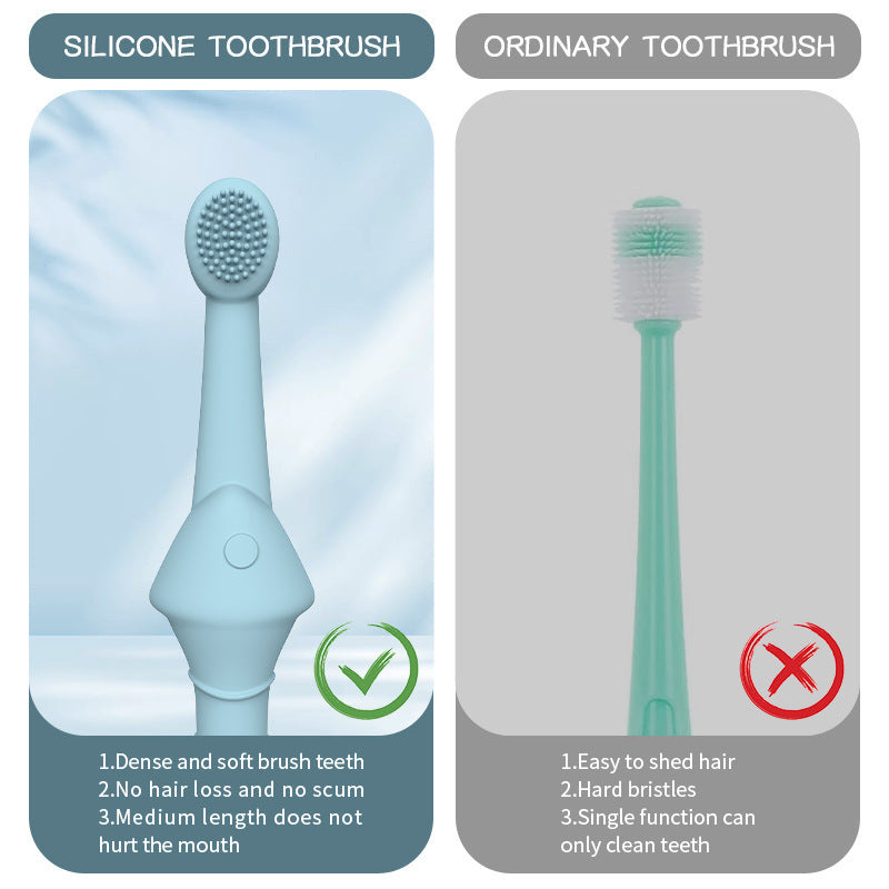 6 x Silicone Pet Toothbrush 3 Fish shape and 3 Bone shape Green Gentle Food-Grade Silicone Pet Toothbrush - Promotes Healthy Teeth & Gums for Dogs & Cats