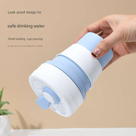 2 Pcs Dark Blue 350ml Collapsible Silicone Travel Cup - Portable, Leak-Proof & Food-Grade Drinking Mug with Lid, Insulating Sleeve & Straw
