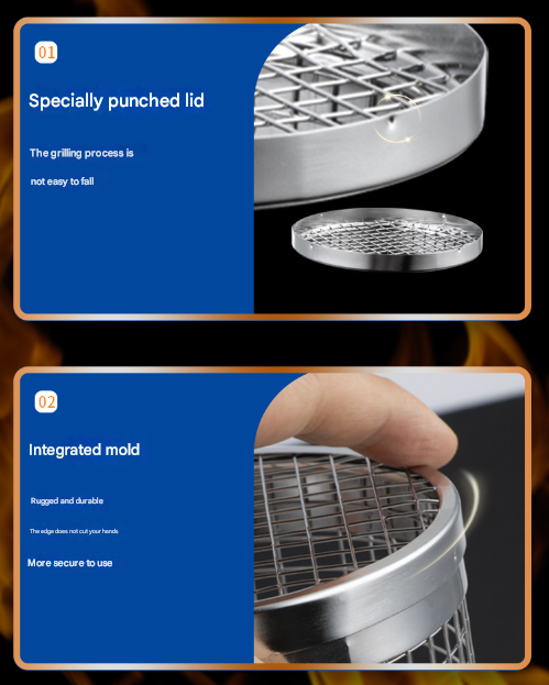 2 Pcs Size L Silver Rolling Stainless Steel BBQ Grill Basket - Cylindrical Grilling Cage for Veggies, Meats & More 304 Food-Grade