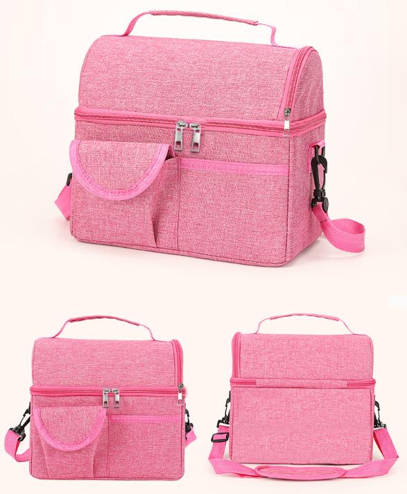 2 Pcs Blue Premium Double Layer Insulated Lunch Bag - 8.4L Thermal Cooler Tote with Shoulder Strap