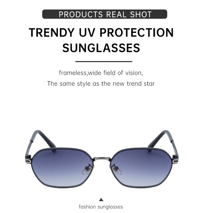 Purple Gradient Lenses Chic Oval Sunglasses for Women - UV400 Protection Lightweight Metal Frame, Comfortable Design