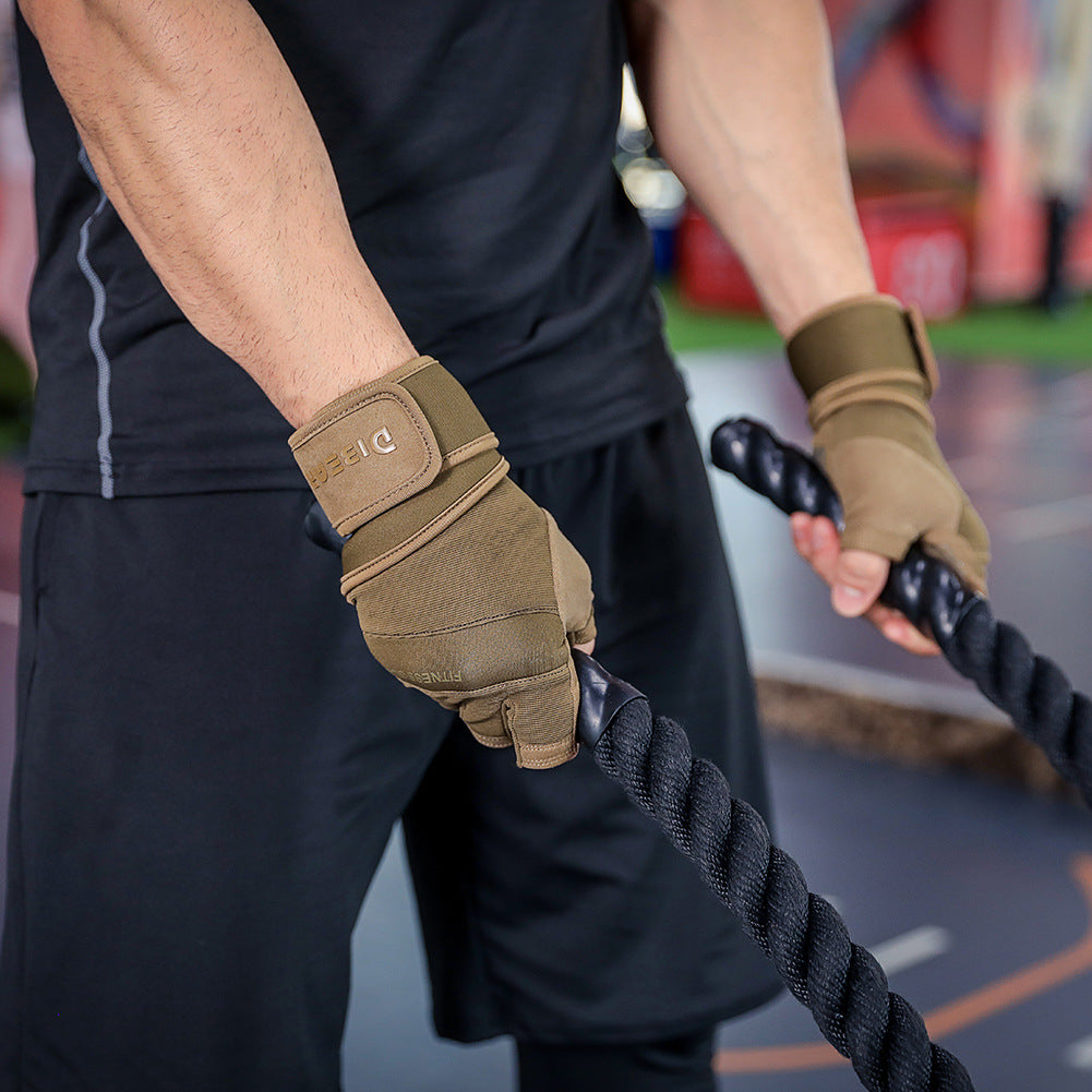 Size M Green Heavy Duty Workout Gloves with Wrist Support - Anti-Slip Gel Padded Gym Gloves for Weightlifting, Training & Fitness