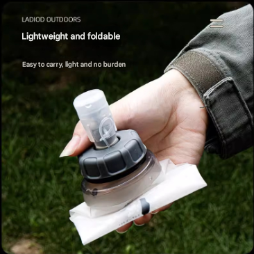 Grey and White Ultra-Lightweight 350ml Soft Running Flask - BPA-Free Collapsible TPU Water Bottle for Hiking, Cycling & Outdoor Sports