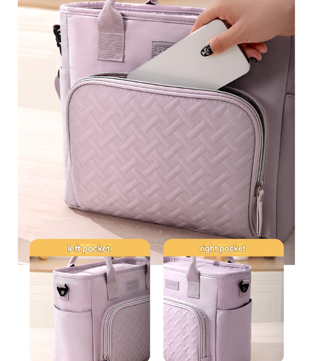 Black Chic Insulated Lunch Tote Bag - 11L Large Capacity Cooler for Work, Picnic & Travel - Durable Oxford Fabric