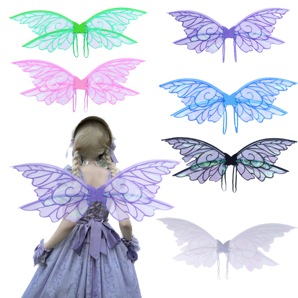 White Enchanting Iridescent Fairy Wings - Sparkle Butterfly Elf Wings for Costume Parties, Cosplay & Dress-Up Fun