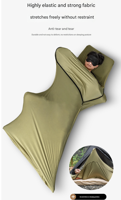 Grey Ultra-Stretch Sleeping Bag Liner - Portable & Lightweight Envelope Sleep Sack for Camping & Travel