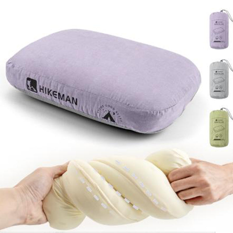 Grey Reversible Memory Foam Travel Pillow - All-Season Comfort Neck Support for Deep Sleep & Portability