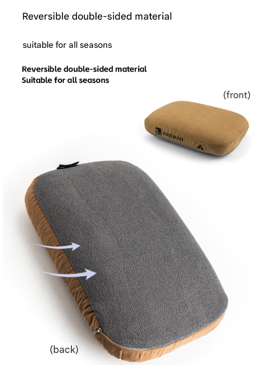 Grey Reversible Memory Foam Travel Pillow - All-Season Comfort Neck Support for Deep Sleep & Portability