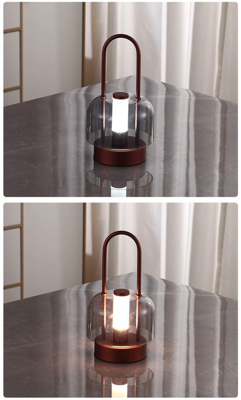 White Modern Portable LED Mushroom Table Lamp - Rechargeable Touch Control Night Light with 3 Color Modes & Stepless Dimming