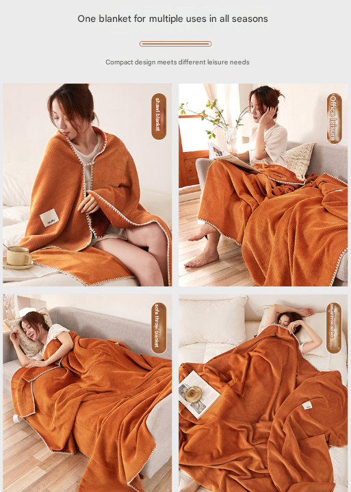 200*230CM Blue Ultra-Soft Dual-Sided Waffle & Plush Fleece Blanket - Large Cozy Throw for Bed & Sofa