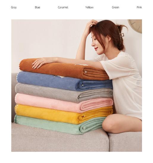 200*230CM Milky White Ultra-Soft Dual-Sided Waffle & Plush Fleece Blanket - Large Cozy Throw for Bed & Sofa