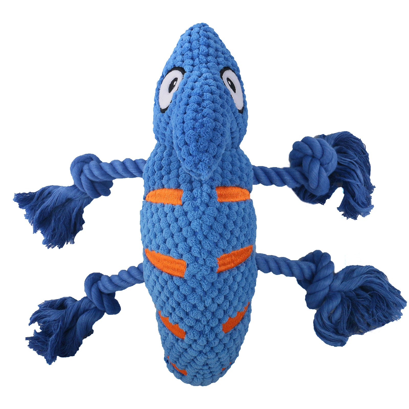 2 Pcs Blue Interactive Plush Chameleon Dog Toy with Squeaker & Rope Legs - Durable Chew Toy for Medium/Large Dogs, Teeth Cleaning Texture, Machine Washable 10.2in