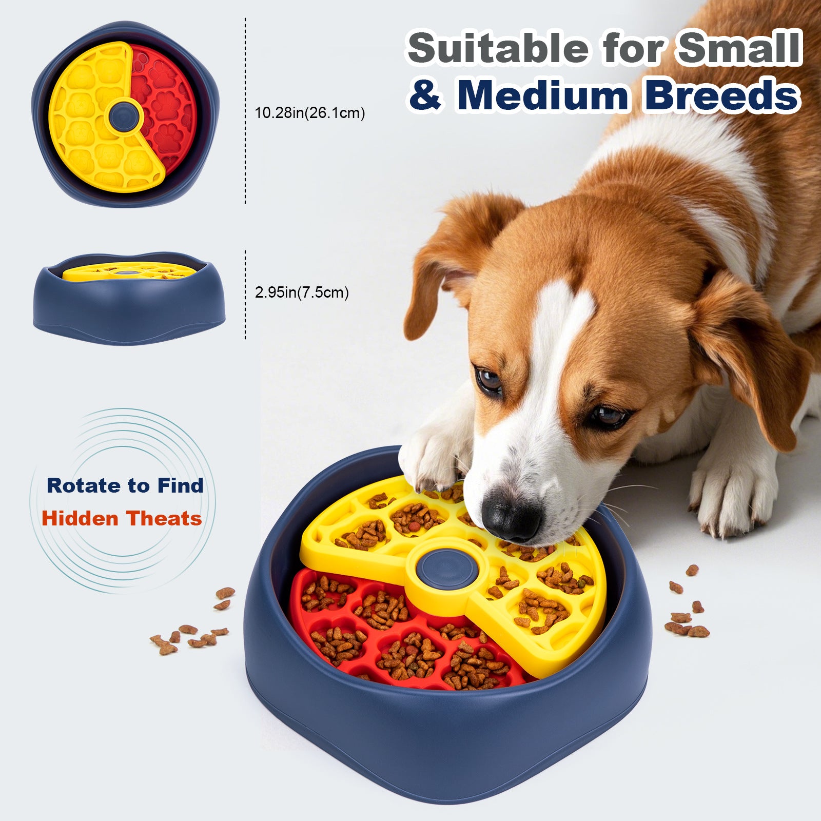 Red,Yellow and Blue Interactive Dog Puzzle Feeder Bowl - Slow Eating & Mental Stimulation Toy for Small Medium Breeds