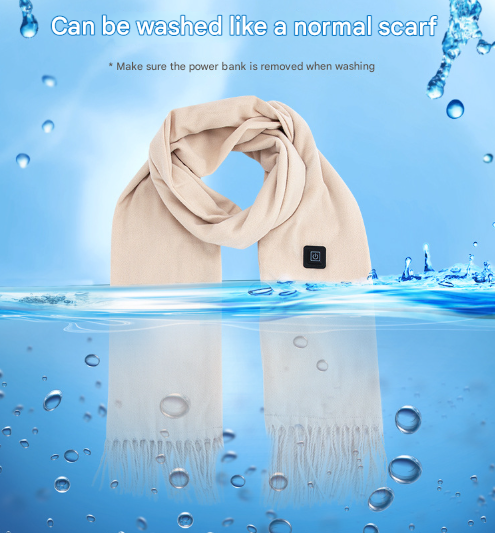 Khaki USB Electric Heated Scarf - 3-Level Heat Setting Winter Neck Warmer