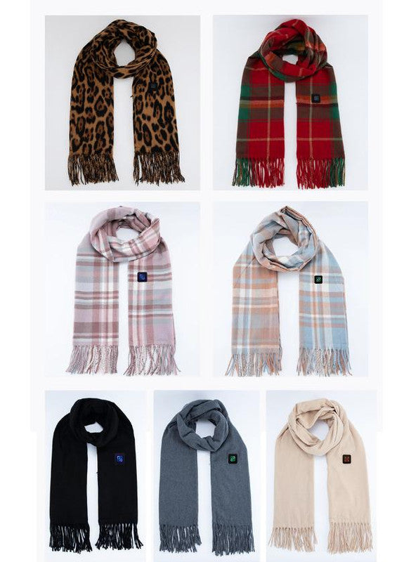 Khaki USB Electric Heated Scarf - 3-Level Heat Setting Winter Neck Warmer