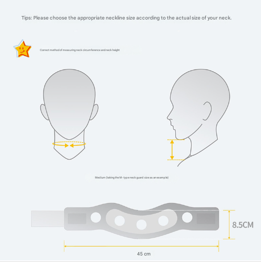Size XL Orange Ergonomic Neck Support Brace - Soft Cervical Collar for Posture Correction and Pain Relief