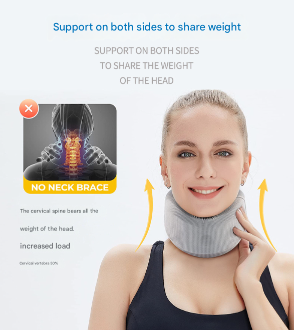 Size M Orange Ergonomic Neck Support Brace - Soft Cervical Collar for Posture Correction and Pain Relief