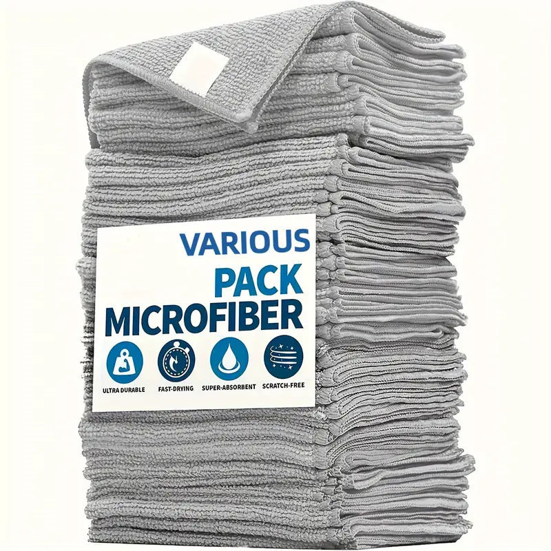 Grey Premium All-Purpose Microfiber Cleaning Cloths 20-Pack - Ultra Absorbent Grey Towels for Car, Kitchen & Home