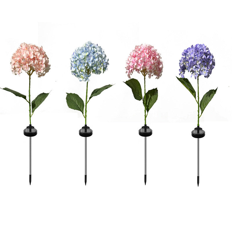 Blue Solar Powered Hydrangea Flower Stake Light - Realistic LED Garden Decor Lamp for Pathway Patio Yard