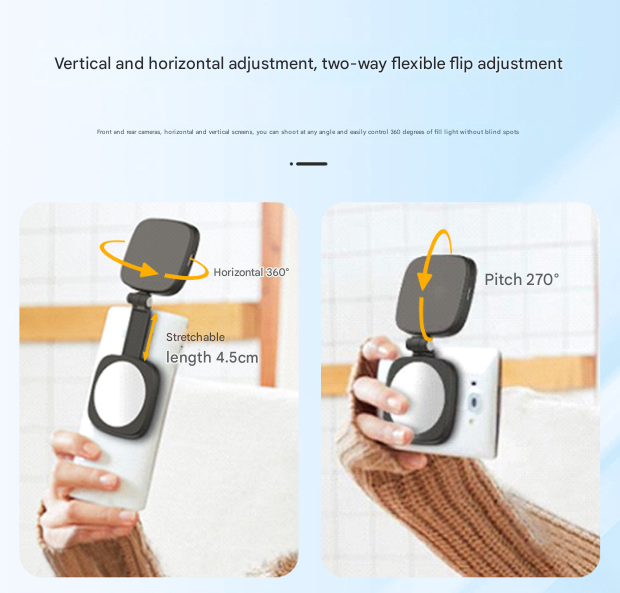 White Magnetic Foldable Selfie Light with Mirror - Rechargeable LED Fill Light for iPhone & Android Vlogging Mobile phone is a shooting prop and is not included