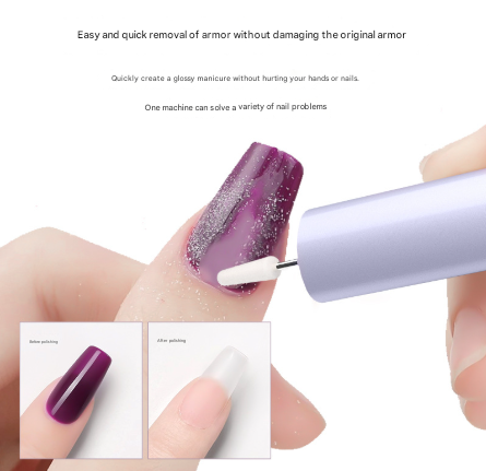 Purple Professional Electric Nail File Kit - Portable USB-C Rechargeable Manicure Drill with 6 Speeds & 5 Heads