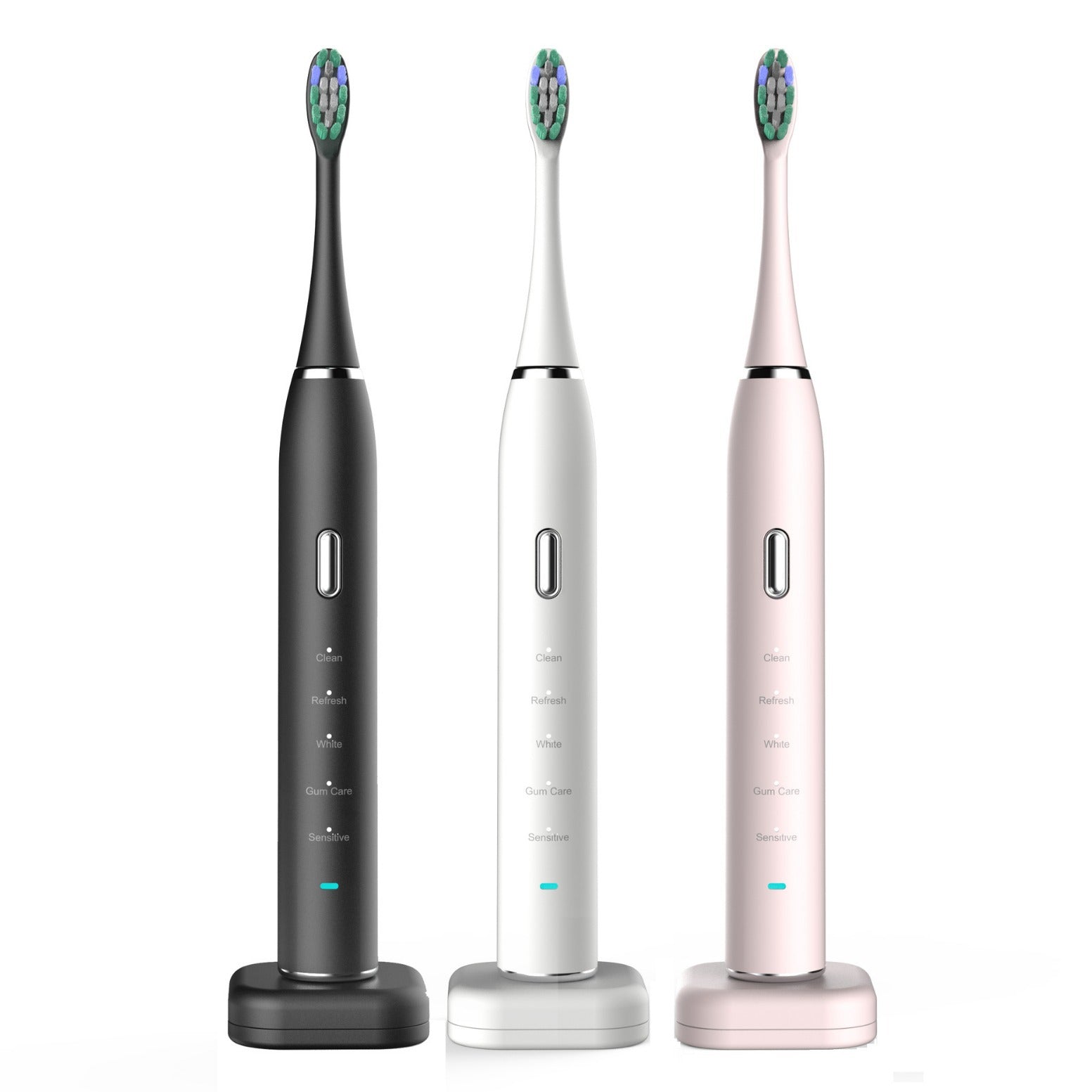 Pink Sonic Rechargeable Electric Toothbrush with 8 Heads & Travel Case - 5 Brushing Modes & Smart Timer USB