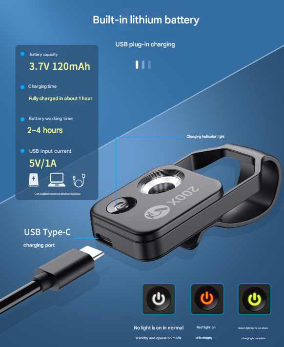 White Portable 200X Clip-On Microscope Lens for Smartphone - HD Pocket Magnifier with CPL Filter and LED Light excluding mobile phones