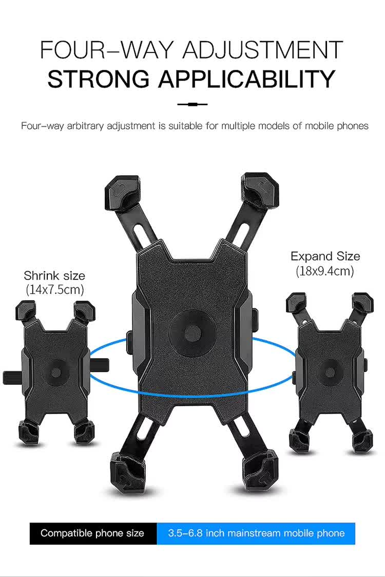 Yellow and Black Secure Grip Bike Phone Mount - Adjustable 360 Rotation Bicycle Handlebar Holder, Universal Cradle for MTB & Road Cycling