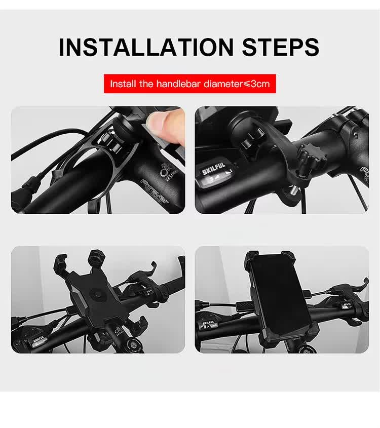 Yellow and Black Secure Grip Bike Phone Mount - Adjustable 360 Rotation Bicycle Handlebar Holder, Universal Cradle for MTB & Road Cycling