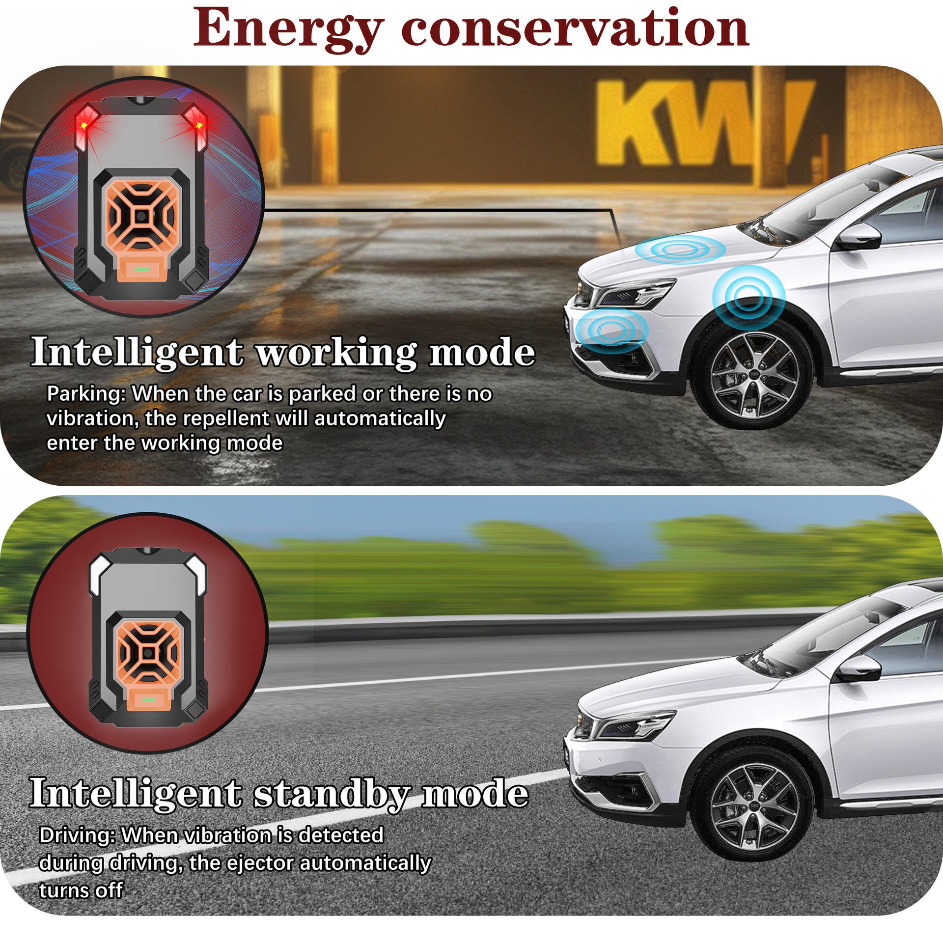 Ultrasonic Car Rat Repellent with LED Flash - Automatic Start-Stop