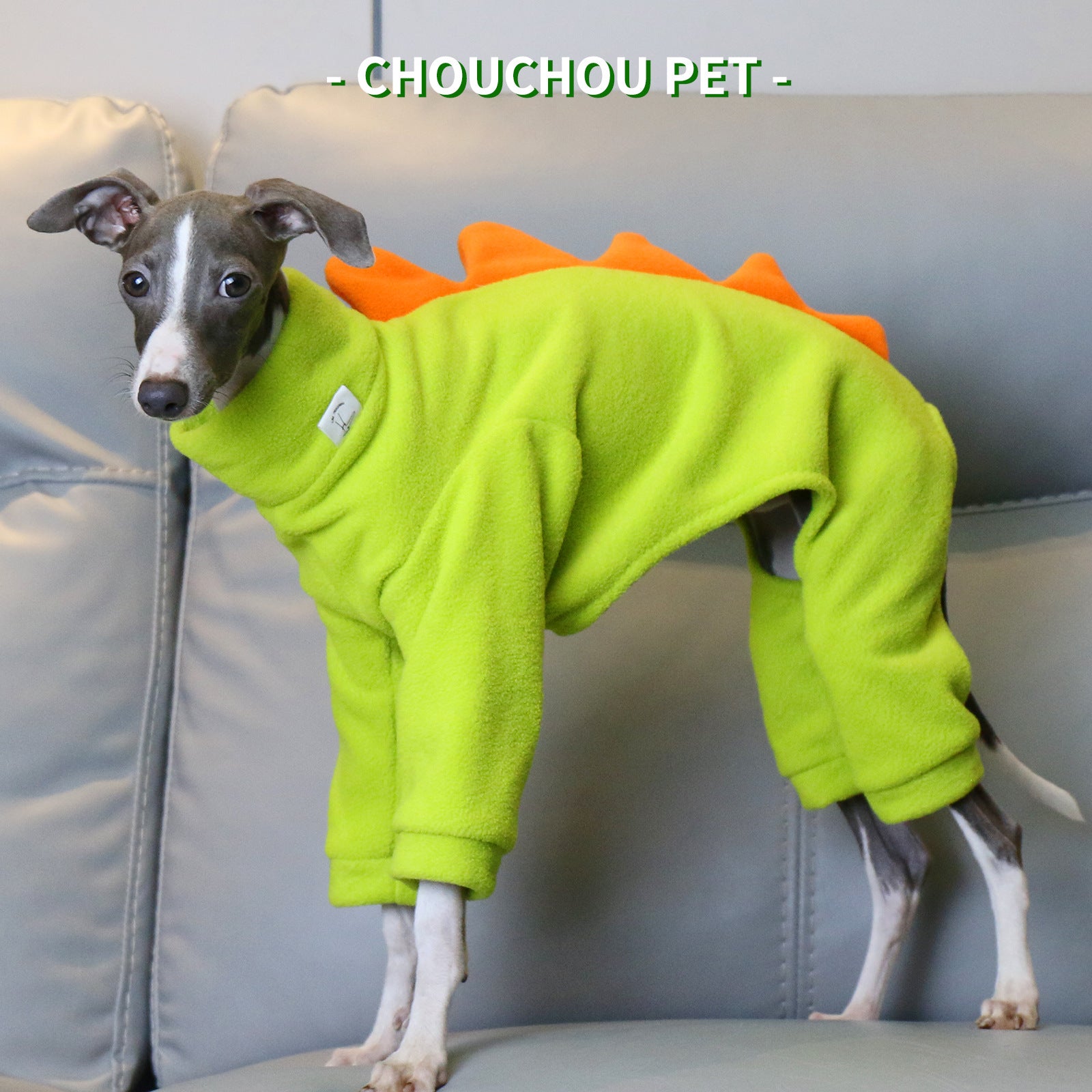 XXL Adorable Dinosaur Fleece Dog Jumpsuit - Warm Winter Pajamas for Whippets & Italian Greyhounds