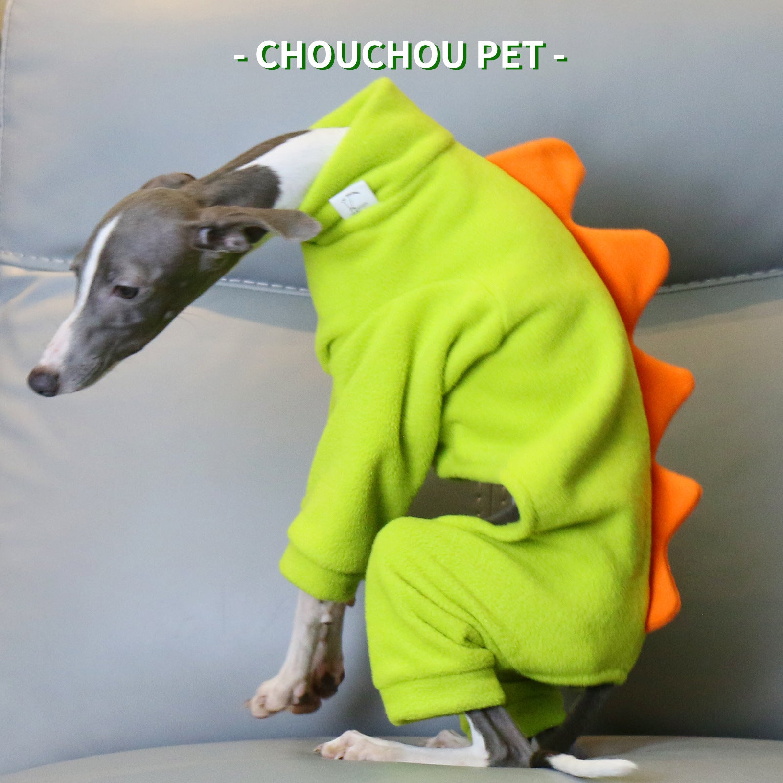 XXL Adorable Dinosaur Fleece Dog Jumpsuit - Warm Winter Pajamas for Whippets & Italian Greyhounds