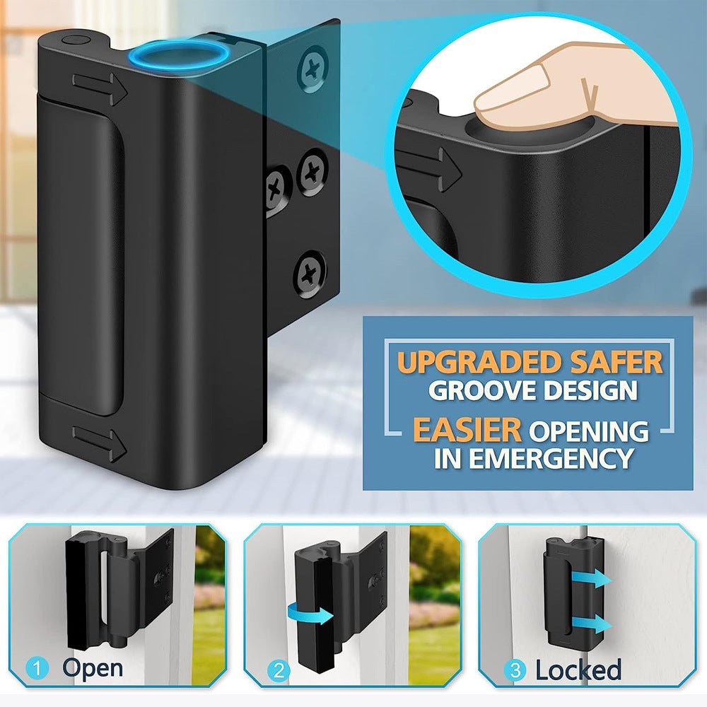 Black Heavy-Duty Hotel Style Security Door Lock - Childproof Door Reinforcement Latch for Home Safety
