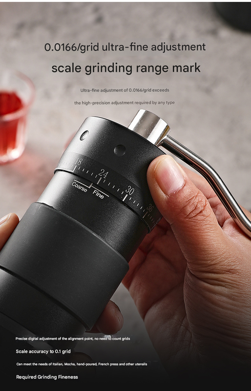 Black Premium 7-Star Manual Coffee Grinder - Portable Bean Mil R50pro