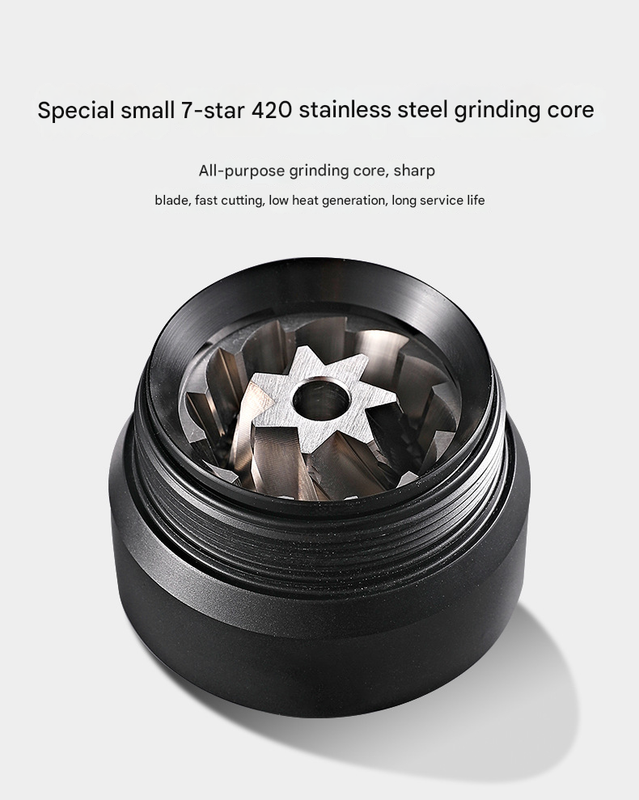 Grey Premium 7-Star Manual Coffee Grinder - Portable Bean Mil R50pro
