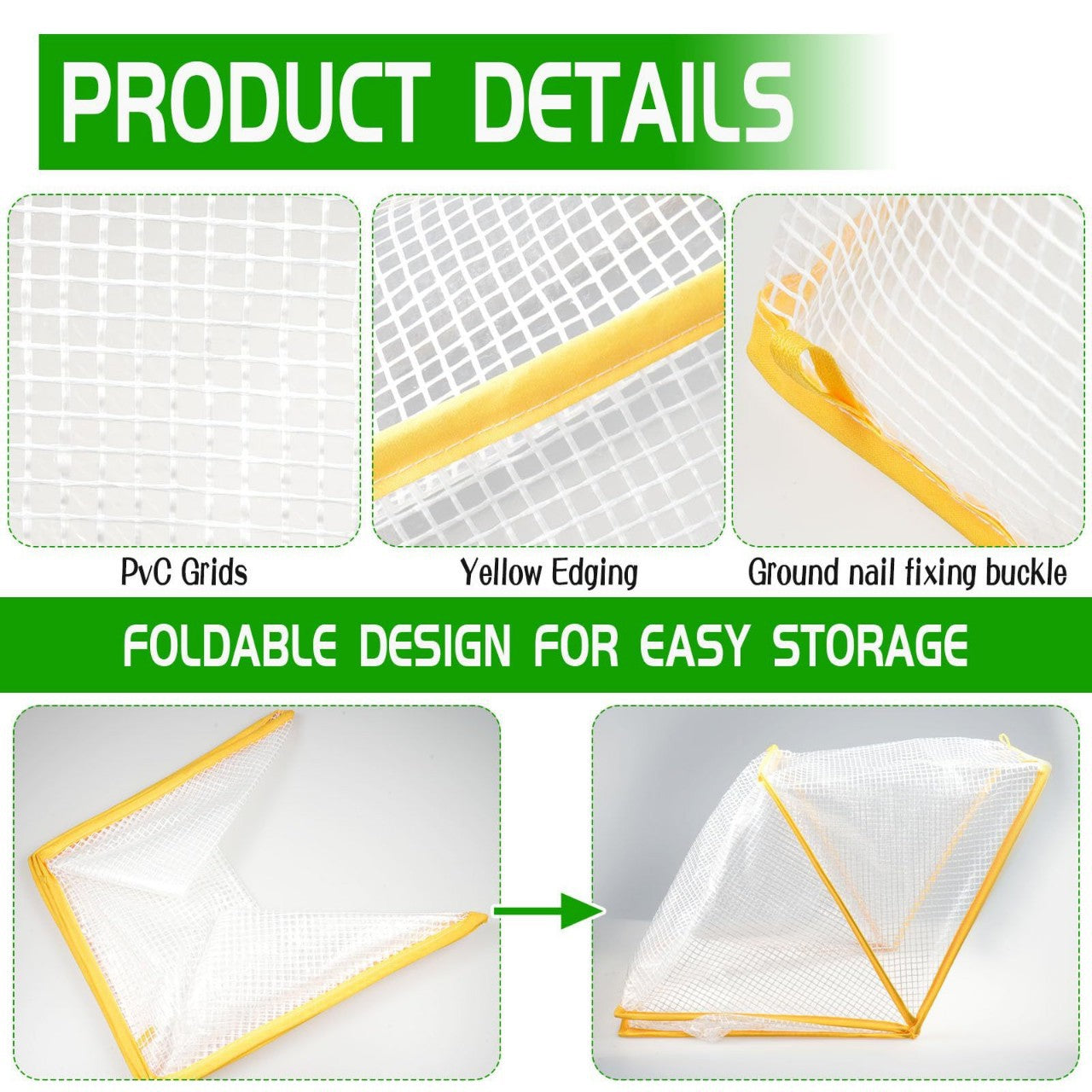 3 piece White Foldable Raised Garden Bed Cover - Vegetable Plant Protector 80 x 34 x 35 cm