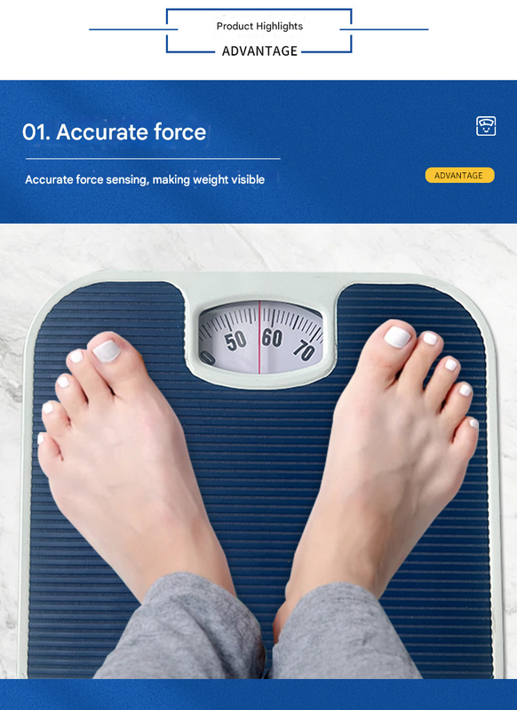 White Classic Mechanical Bathroom Scale - Battery-Free Analog Body Weight Scale with Non-Slip Platform