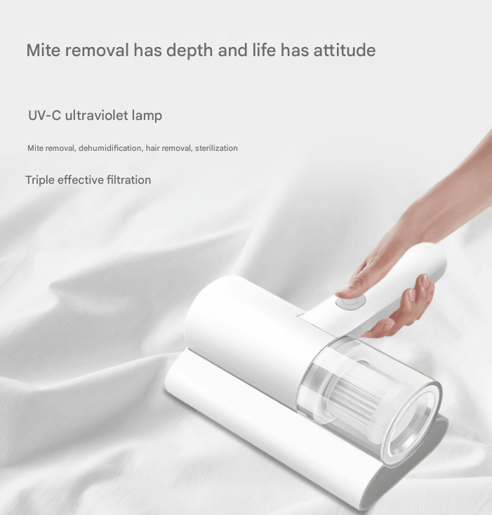 Cordless UV-C Dust Mite Vacuum - Lightweight Handheld Cleaner with HEPA Filtration for Mattresses, Sofas, and Upholstery 3.7V