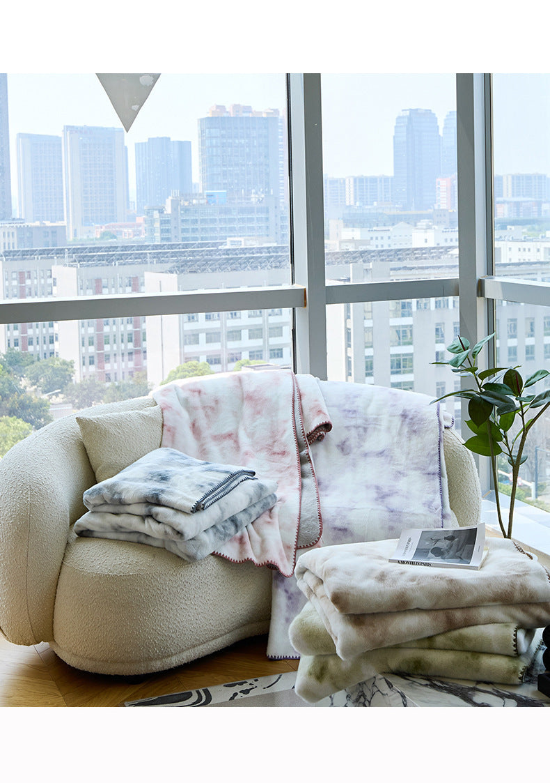 Coffee color Luxury Mink Velvet Ink Print Blanket - High-Quality Warmth for Your Home 150*200cm