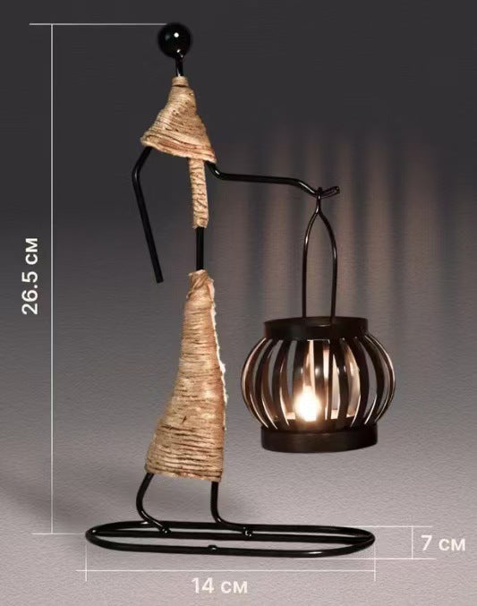 Creative Iron Girl Candle Holder for Nordic Restaurant Table Decorations and Bar Counter Accessories Style A