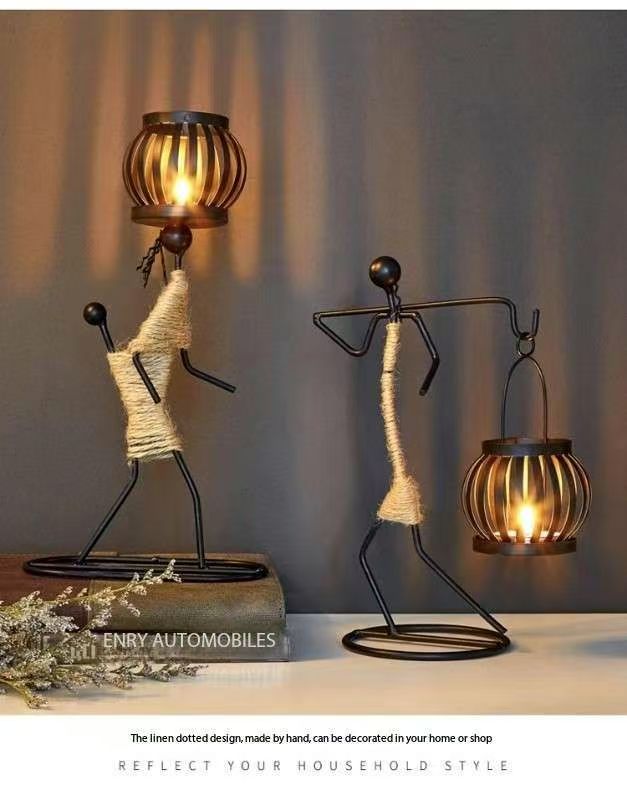 Creative Iron Girl Candle Holder for Nordic Restaurant Table Decorations and Bar Counter Accessories Style G