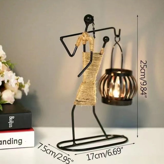 Creative Iron Girl Candle Holder for Nordic Restaurant Table Decorations and Bar Counter Accessories Style C