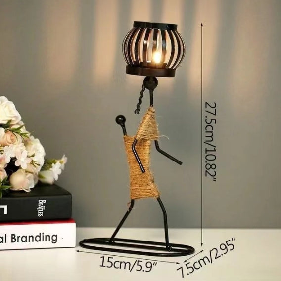 Creative Iron Girl Candle Holder for Nordic Restaurant Table Decorations and Bar Counter Accessories Style E
