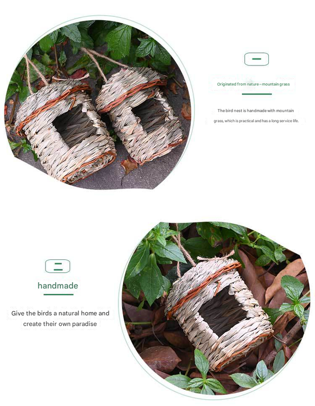 3-Piece Handcrafted Natural Grass Bird Nest - Eco-Friendly Pet Garden Decor 13*8cm