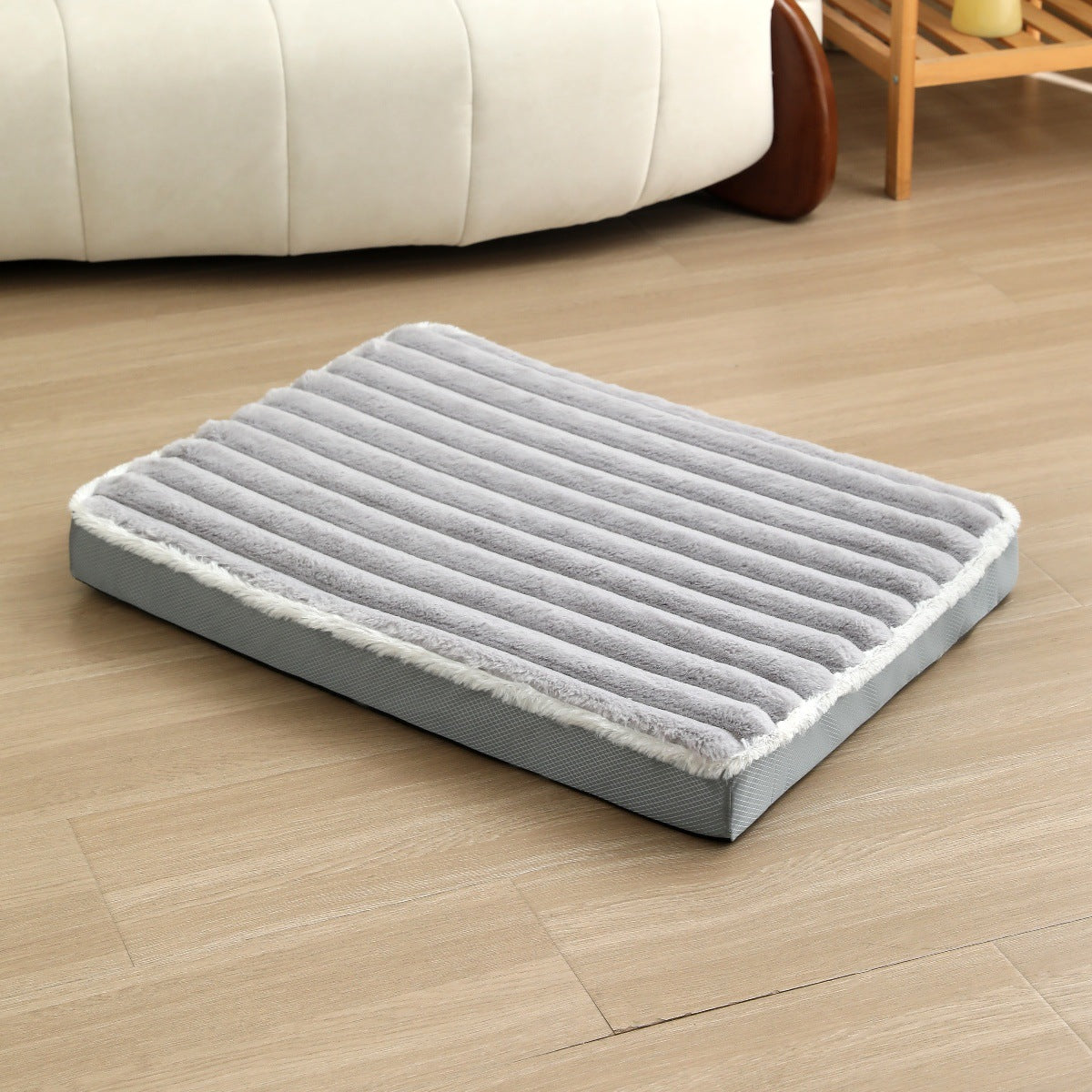 2-Piece Grey Sponge large pet bed - plush dog mat, detachable, washable, anti-slip base 50*40*8cm