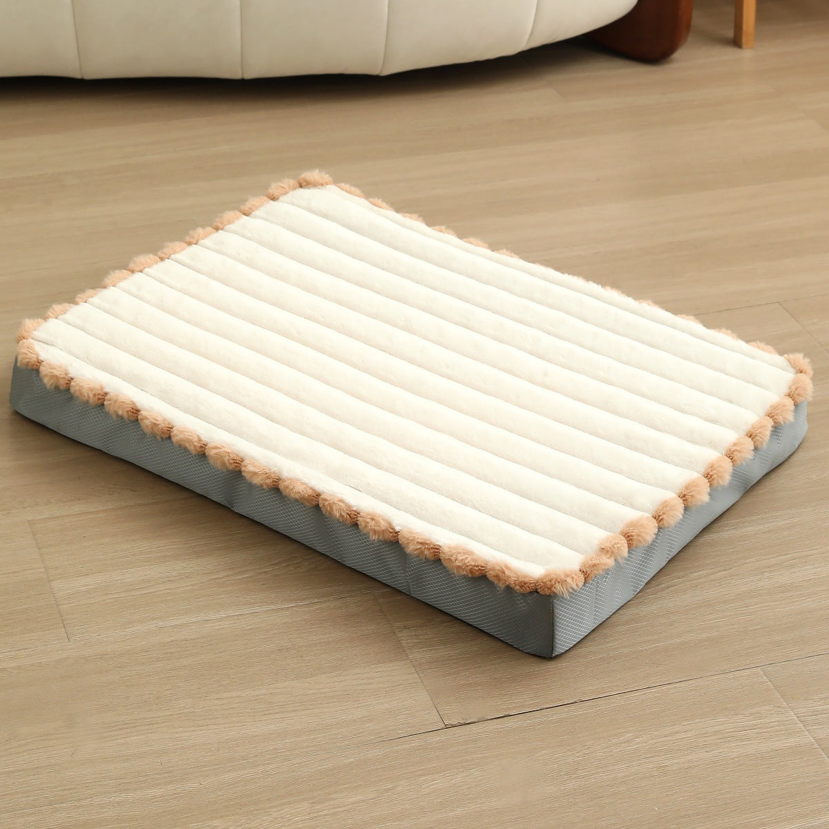 2-Piece White Sponge large pet bed - plush dog mat, detachable, washable, anti-slip base 50*40*8cm