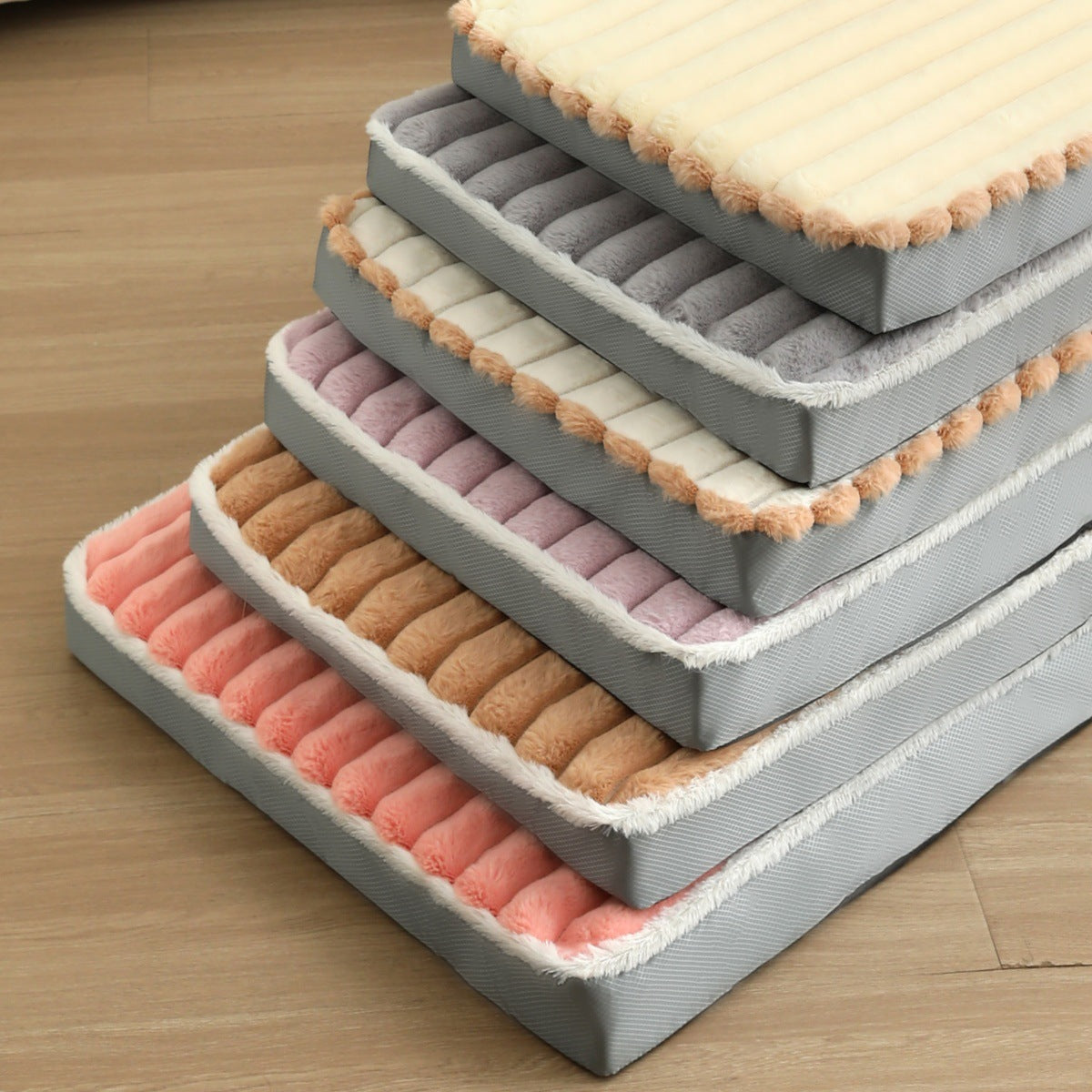 2-Piece White Sponge large pet bed - plush dog mat, detachable, washable, anti-slip base 50*40*8cm