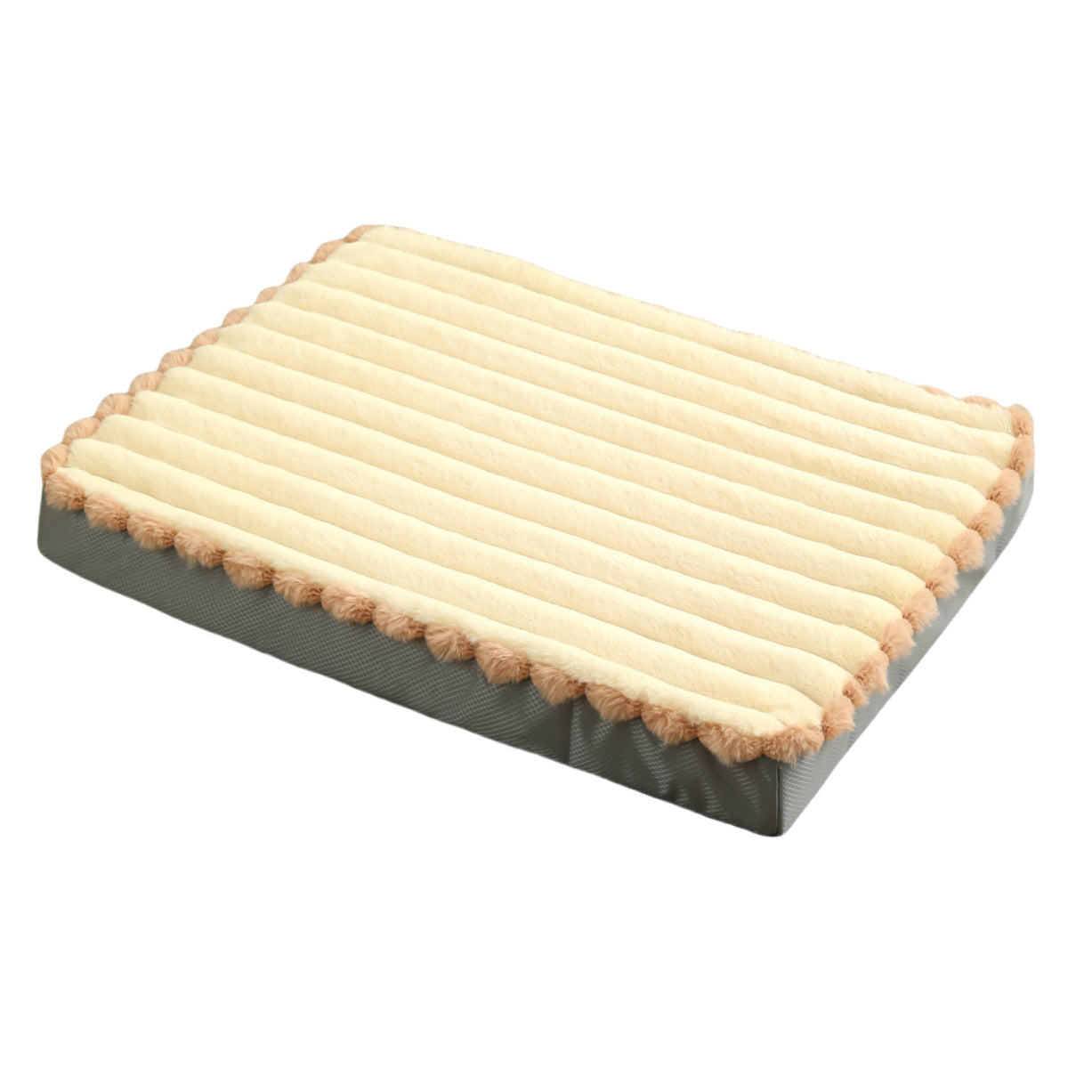 2-Piece Beige Sponge large pet bed - plush dog mat, detachable, washable, anti-slip base 50*40*8cm