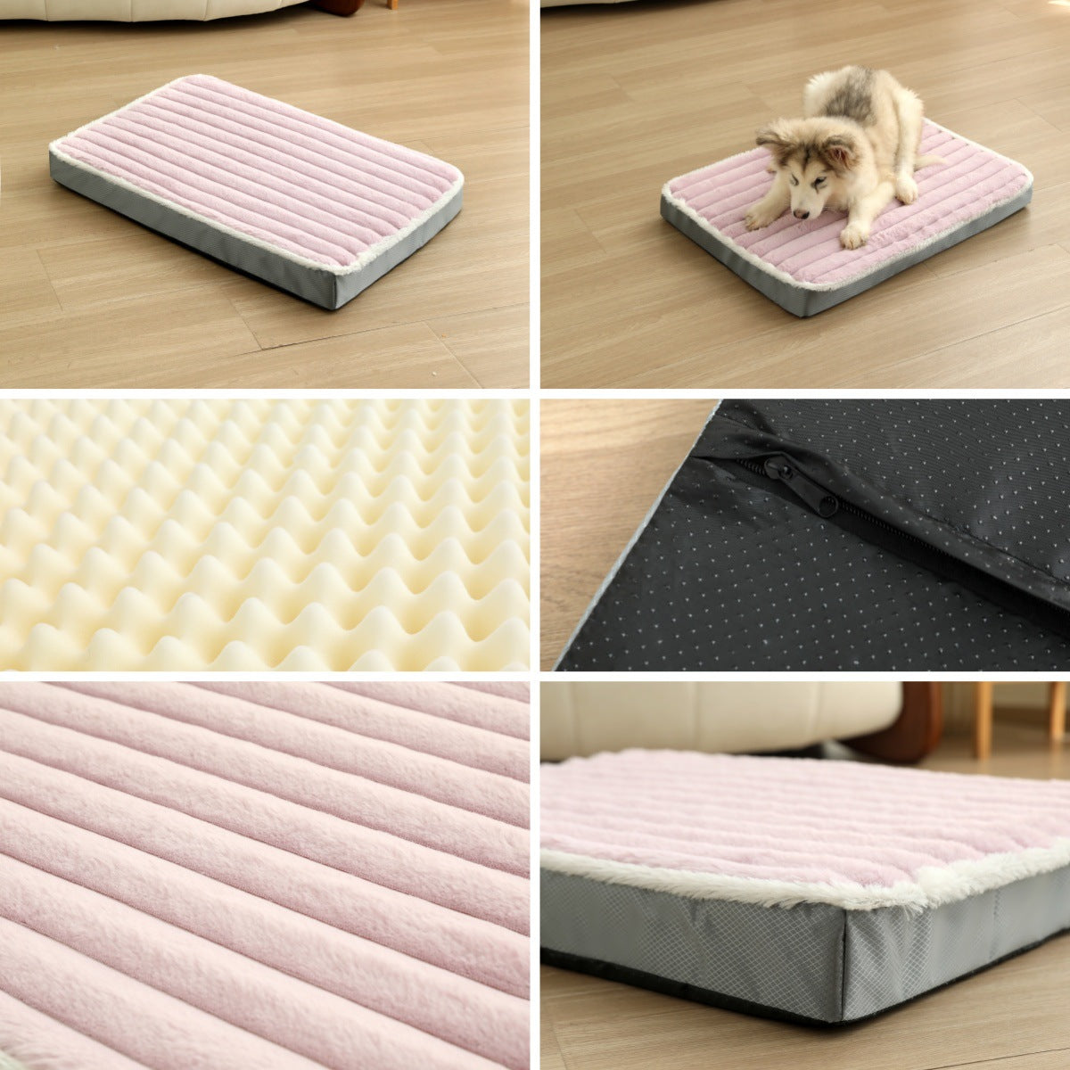 2-Piece Purple-pink Sponge large pet bed - plush dog mat, detachable, washable, anti-slip base 50*40*8cm